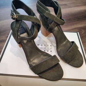White House Black Market Dark Green Suede Heels